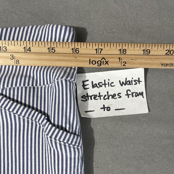 Coastal Capris Pants Signature Slimming Size 10 Petite Blue White Striped Preppy - Picture 9 of 13